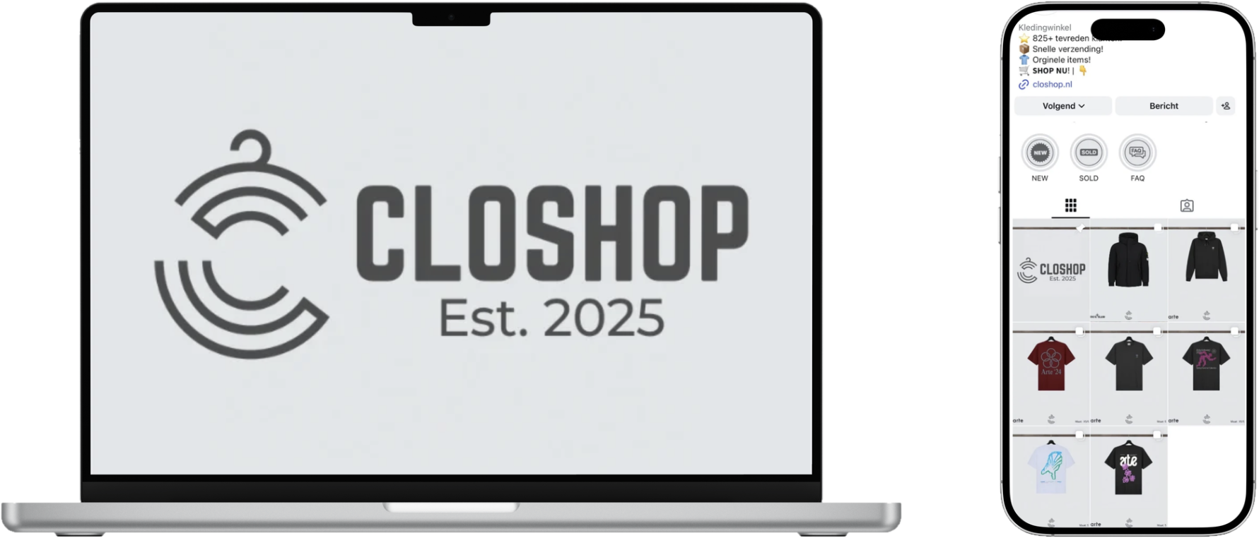 Closhop op laptop en mobiel